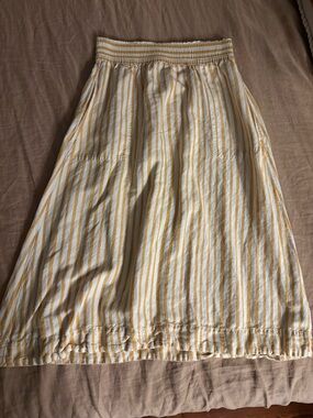 Madewell Yellow Striped Midi Skirt
